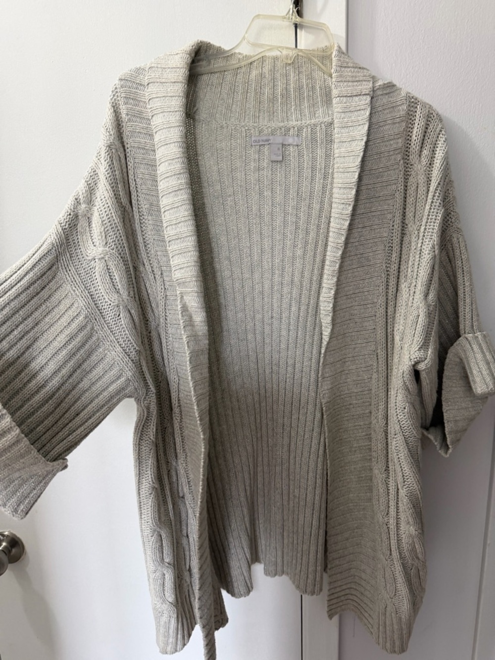 Old Navy Cream Ribbed Open-Front Cardigan